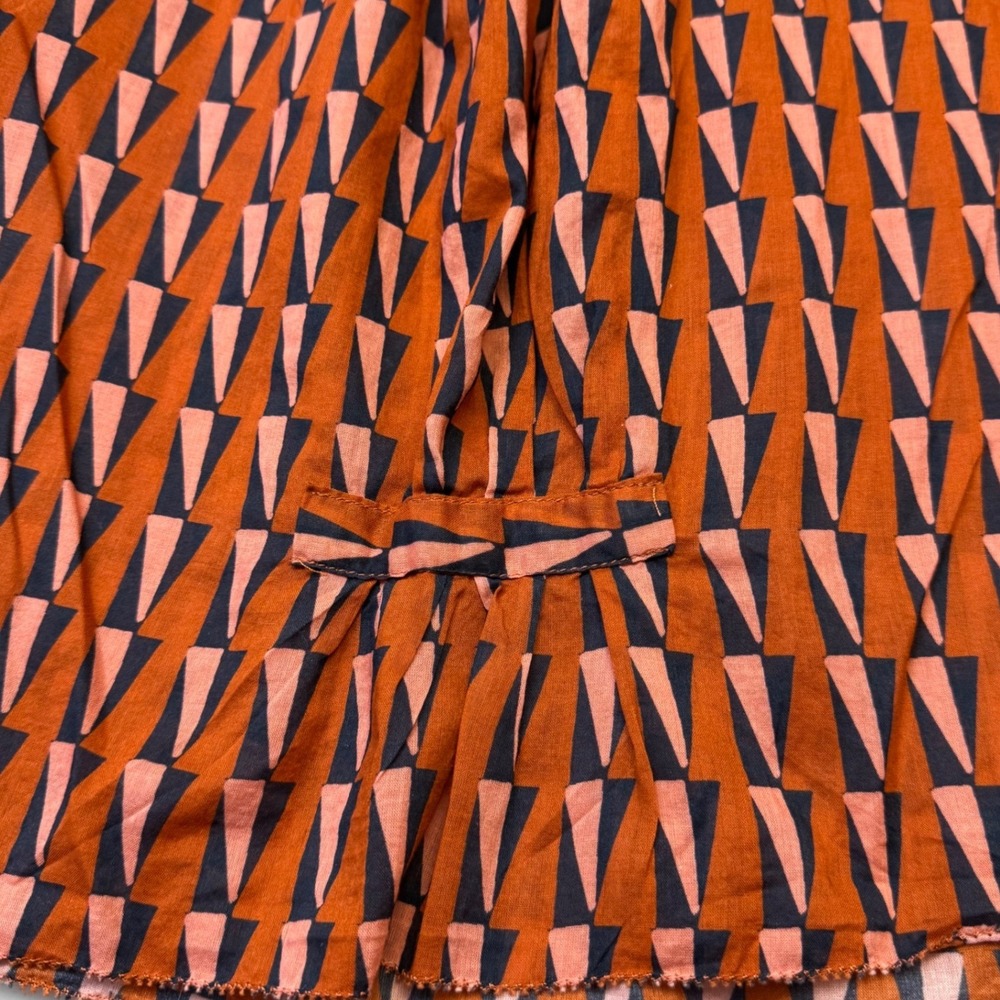 Birds of Paradis by Trovata Top XS Orange Geometric Print Flutter Sleeve Blouse - Picture 5 of 6